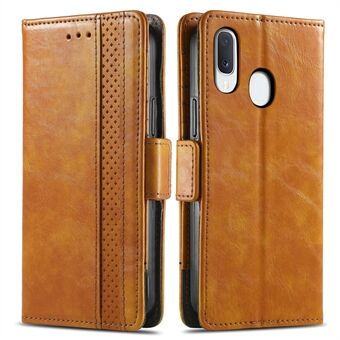 CASENEO 002 Series Magnetic Closure Splicing PU Leather Phone Cover Phone Case Stand Wallet for Samsung Galaxy A20e