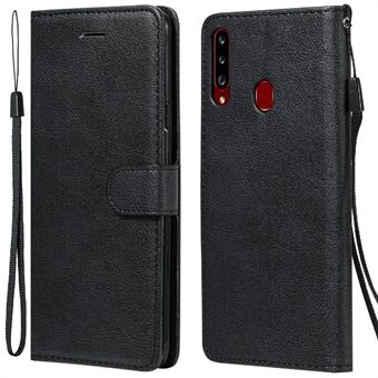 Full Protective Anti-drop Shell Pure Color Leather Case with Wallet for Samsung Galaxy A20s
