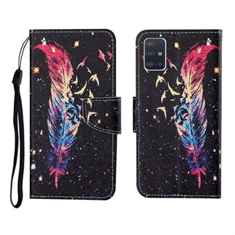 Cross Texture Pattern Printing PU Leather Full Protection Wallet Stand Phone Cover Case for Samsung Galaxy A51 4G SM-A515
