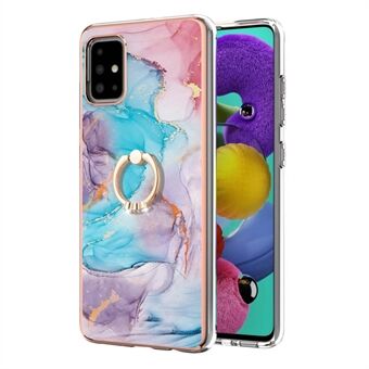 Ring Kickstand Design Marble Pattern Shockproof IMD TPU Back Cell Phone Cover for Samsung Galaxy A51 4G SM-A515 / Galaxy A51 5G SM-A516