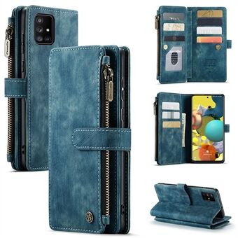 CASEME C30 Series for Samsung Galaxy A51 4G SM-A515 Foldable Stand Design PU Leather Phone Case Zipper Pocket Wallet Phone Cover