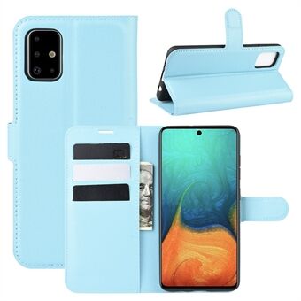 Litchi Skin Leather Wallet Case for Samsung Galaxy A71 Adjustable Stand Design Phone Case