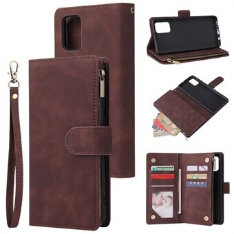 Zipper Pocket Multiple Card Slots Leather Stand Case for Samsung Galaxy A71