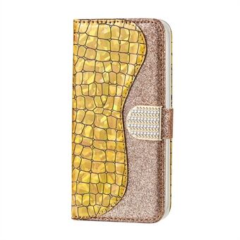 Glittery Powder Crocodile Skin Leather Wallet Case for Samsung Galaxy A71 SM-A715