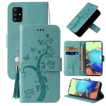 Imprint Lucky Tree Wallet Leather Phone Case Accessory for Samsung Galaxy A71 SM-A715