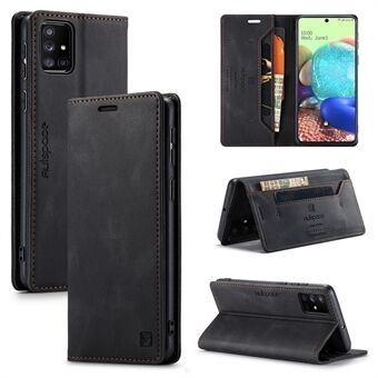 AUTSPACE A01 Series RFID Blocking Retro Matte Leather Stand Case Wallet for Samsung Galaxy A71 SM-A715