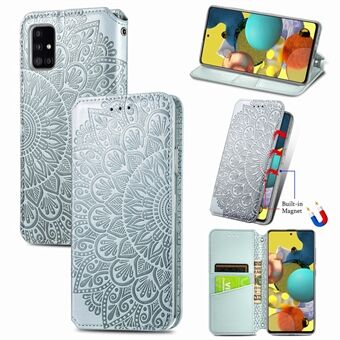 Imprinted Mandala Flower Pattern Auto-absorbed PU Leather Case Stand Wallet for Samsung Galaxy A71 4G SM-A715