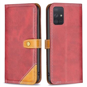 BINFEN COLOR BF Leather Series-8 for Samsung Galaxy A71 4G SM-A715 12 Style Double Stitching Lines Splicing Leather Anti-fall Phone Case with Stand