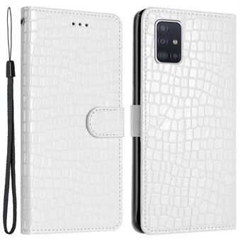 Smartphone Shell for Samsung Galaxy A71 4G SM-A715 , Leather Wallet Stand Cover Crocodile Texture Case