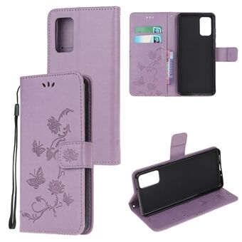 For Samsung Galaxy S20 Plus Imprint Butterfly Flower Wallet Leather Mobile Cover