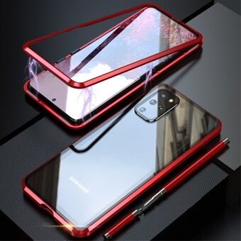 LUPHIE Magnetic Metal Frame + Tempered Glass Back Phone Case Cover for Samsung Galaxy S20 Plus