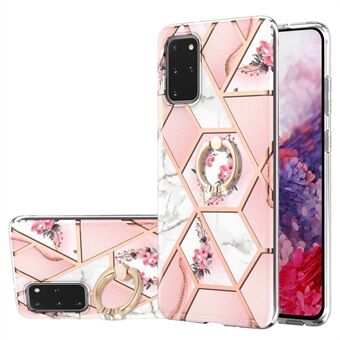 Marble Pattern Design Scratch Resistant Soft TPU IMD Protective Case with Ring Kickstand for Samsung Galaxy S20 Plus 4G/5G