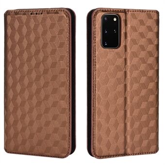 For Samsung Galaxy S20 Plus 4G/5G Imprinting Rhombus Wallet Stand Leather Phone Case Strong Magnet Auto Closing Protective Cover