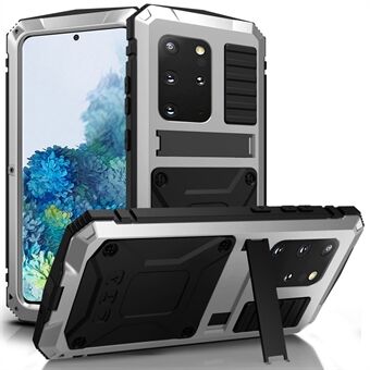 R-JUST For Samsung Galaxy S20 Plus 4G / 5G Dust-proof Splash-proof Drop-proof Phone Case Metal + Silicone + PC Kickstand Feature Cover with Tempered Glass Film