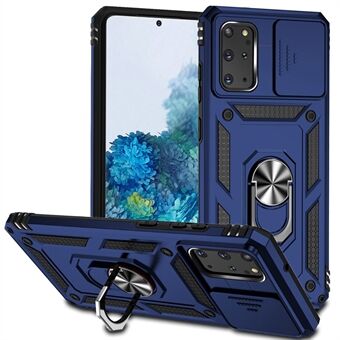 For Samsung Galaxy S20 Plus 4G / 5G Hard PC + Soft TPU Phone Case with Metal Ring Kickstand and Slide Camera Protection