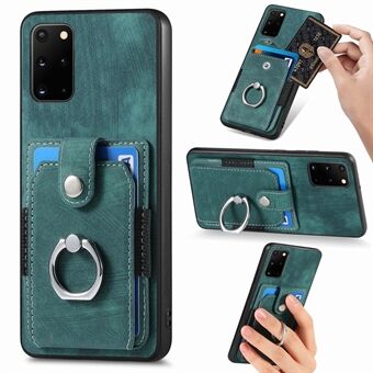 Phone Case for Samsung Galaxy S20 Plus 4G / 5G , Kickstand Ring Holder PU Leather+PC+TPU Cover with Card Slot