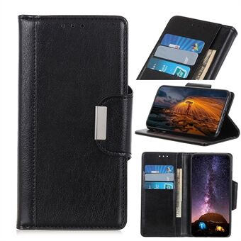 Cowhide Texture Wallet Stand PU Leather Phone Case for Samsung Galaxy S20 - Black