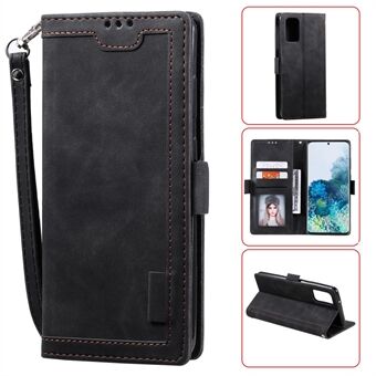 Vintage Splicing Leather Phone Shell with Wallet Stand for Samsung Galaxy S20