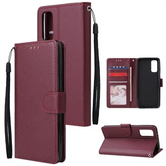 PU Leather Wallet Cell Phone Case with Lanyard Shell for Samsung Galaxy S20