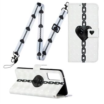Pattern Printing Leather Protector for Samsung Galaxy S20 Stand Case with Hanging Strap
