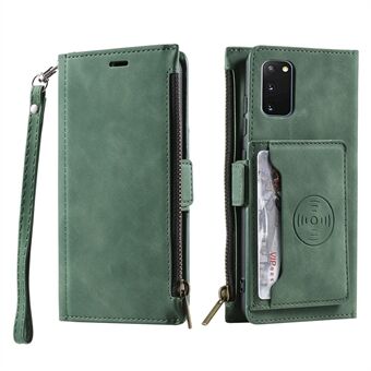 PU Leather Cellphone Protective Case Cover with Multifunctional Zipper Wallet and Kickstand for Samsung Galaxy S20 4G/5G