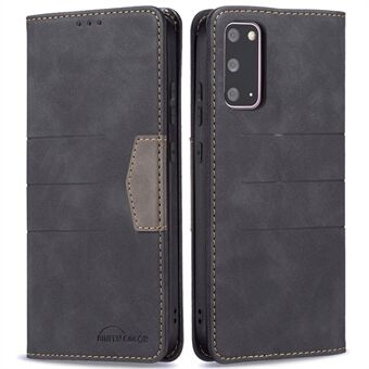BINFEN COLOR Ultra-strong Auto-absorption Anti-scratch Phone Flip Cover Anti-dust Phone Case Splicing Leather Wallet for Samsung Galaxy S20