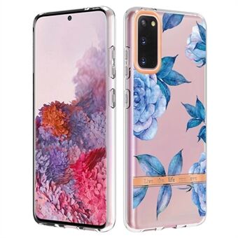 LB5 Series IMD IML TPU Phone Case for Samsung Galaxy S20 Scratch-resistant Electroplating Flower Pattern Protective Cover