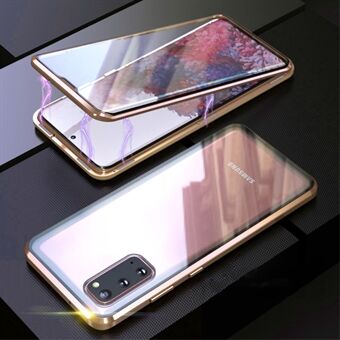 For Samsung Galaxy S20 4G / 5G Magnetic Case Clear Double Sided Tempered Glass Metal Bumper Frame Full Protective Phone Cover