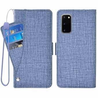 For Samsung Galaxy S20 4G / 5G Jean Cloth Texture Rotating Card Slot PU Leather Case Wallet Stand Phone Cover