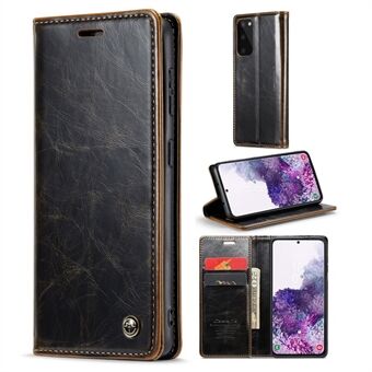 CASEME 003 Series For Samsung Galaxy S20 4G / 5G Waxy Texture Magnetic Auto-absorbed PU Leather Case Wallet Stand Phone Cover