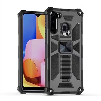 Kickstand Armor Dropproof PC TPU Hybrid Case with Magnetic Metal Sheet for Samsung Galaxy A21