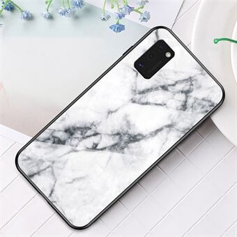 Marble Pattern Tempered Glass Case PC TPU Hybrid Shell for Samsung Galaxy A41 (Global Version)