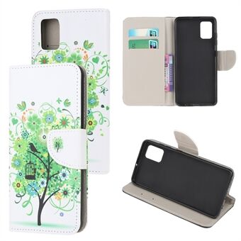 Pattern Printing Cross Texture Leather Wallet Case for Samsung Galaxy A41 (Global Version)