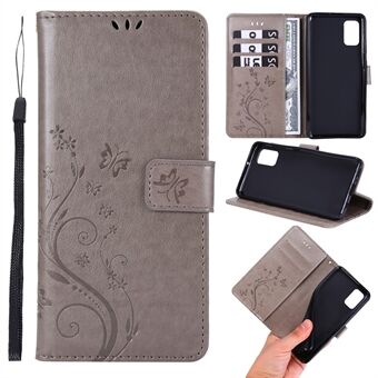 Imprint Butterflies Wallet Stand Flip Leather Phone Shell for Samsung Galaxy A41 (Global Version)