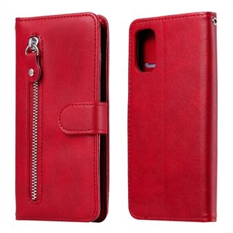 Zipper Pocket Leather Wallet Stand Case for Samsung Galaxy A41 (Global Version)
