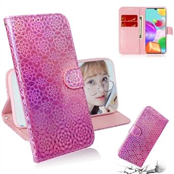 Flower Pattern Leather Stand Wallet Case for Samsung Galaxy A41 (Global Version)