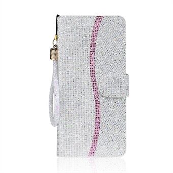 Glittery Powder Splicing Wallet Stand Leather Case for Samsung Galaxy A41 (Global Version)