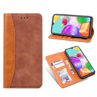 Business Splicing Auto-absorbed Leather Cover for Samsung Galaxy A41 (Global Version)
