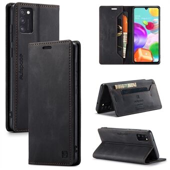 AUTSPACE A01 Series RFID Blocking Retro Matte Leather Case Wallet for Samsung Galaxy A41 (Global Version)