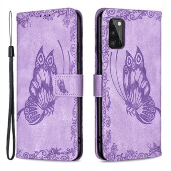 Imprint Butterfly Flower Leather Wallet Stand Case for Samsung Galaxy A41 (Global Version)