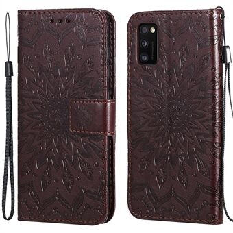 360° Full Protection Mandala Sun Pattern Imprinting Shock-Absorbed PU Leather Wallet Stand Phone Cover for Samsung Galaxy A41 (Global Version)