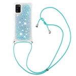 Glitter Quicksand Drop-proof Anti-scratch Soft TPU Phone Case Shell with Adjustable Lanyard for Samsung Galaxy A41 (Global Version)