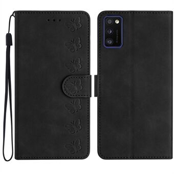 Leather Case for Samsung Galaxy A41 (Global Version) Butterfly Imprinted Phone Cover with Stand Wallet