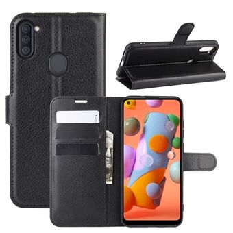 Litchi Grain Wallet Stand Leather Shell for Samsung Galaxy A11 (US Version)