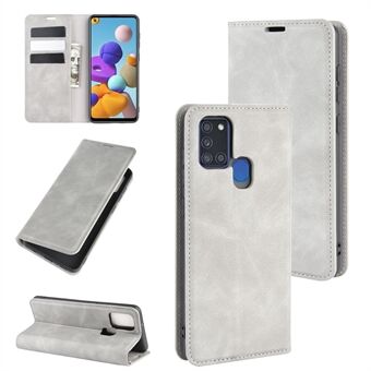Silky Touch Auto-absorbed Flip Leather Wallet Stand Case for Samsung Galaxy A21s