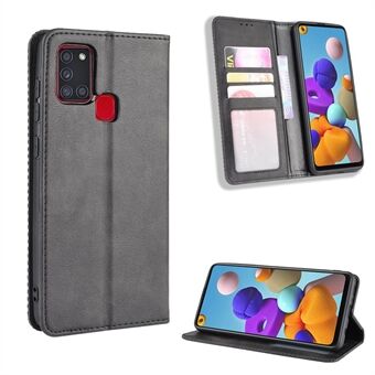 Auto-absorbed Retro PU Leather Wallet Phone Cover for Samsung Galaxy A21s