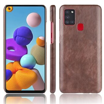 Litchi Skin Leather Coated PC Back Shell for Samsung Galaxy A21s