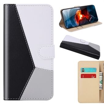 Three-color Splicing Leather Wallet Protective Shell for Samsung Galaxy A21s