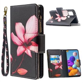 BF03 Pattern Printing Zipper Wallet Leather Phone Cover for Samsung Galaxy A21s