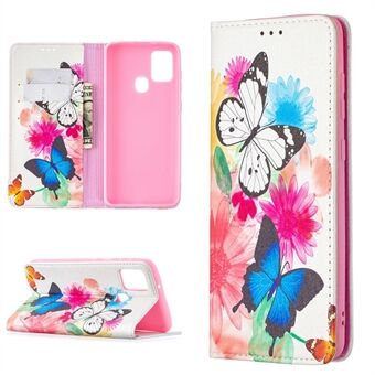 PU Leather Pattern Printing Auto-absorbed Case with Stand for Samsung Galaxy A21s